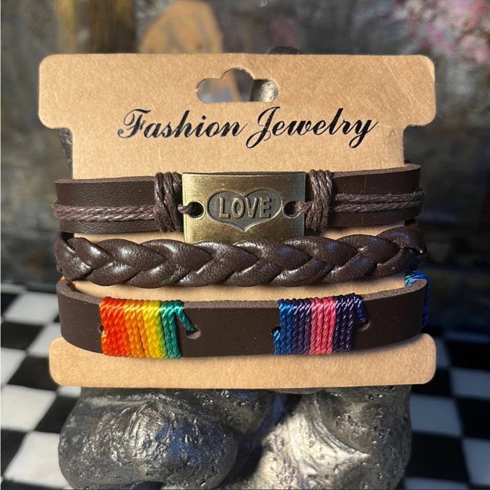 Leather Motivational bracelet set